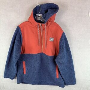 Hurley Half Zip Sherpa Anorak Hoodie Jacket Men's Large Pullover Teddy Bear